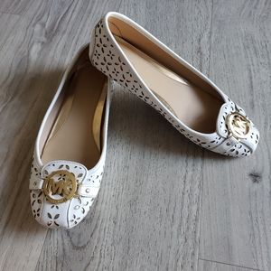 Michael Kors White & Gold Flats Size 9